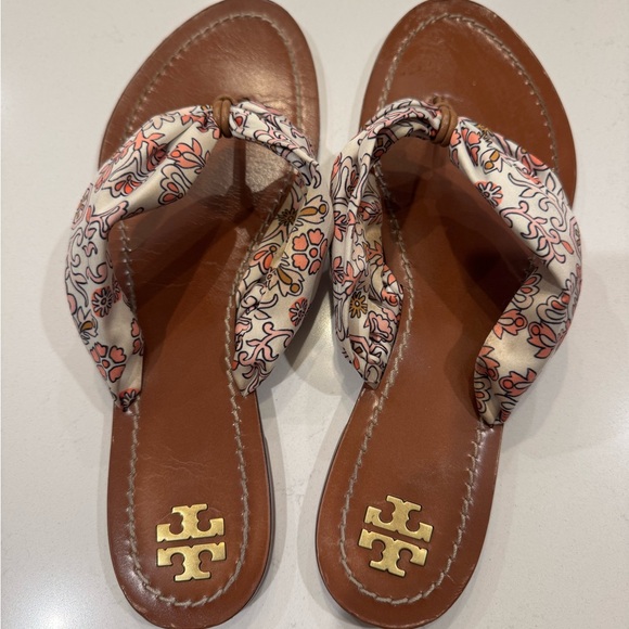 Tory Burch Shoes - Tory Burch Carson flat thong sandal - printed satin in hicks garden color